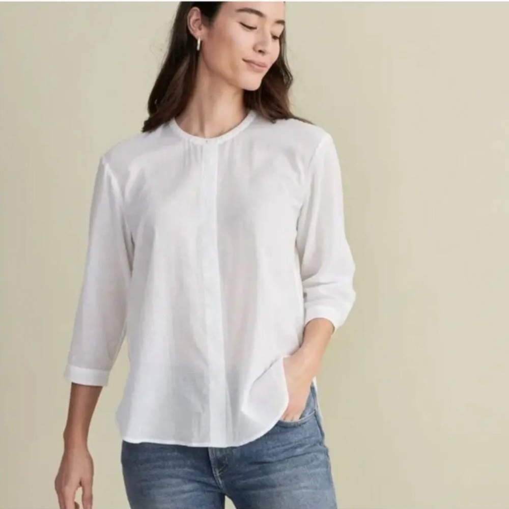 Jenni Kayne James Top Collarless Shirt Size S⭐️